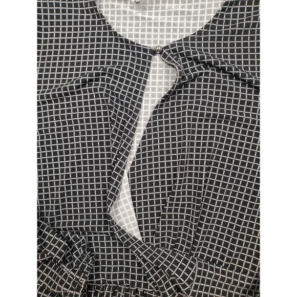 NWT Michael Kors Womens Large Black Ruffled Printed Long Sleeve Keyhole Wrap Top - Picture 8 of 12